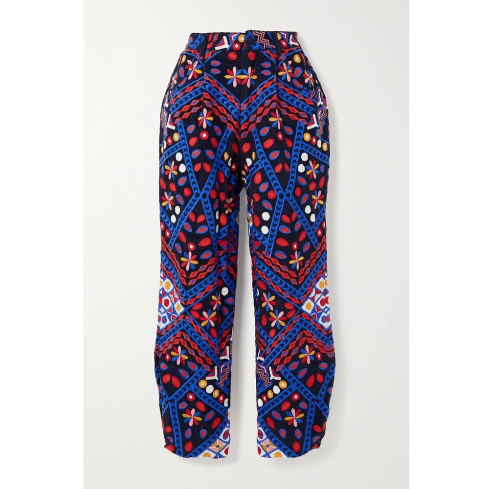 FARM Rio Embroidered Corduroy Pants NWT M